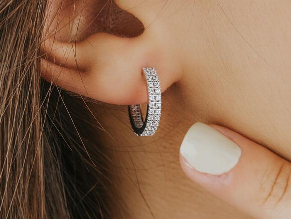 diamond and silver hoop earrings